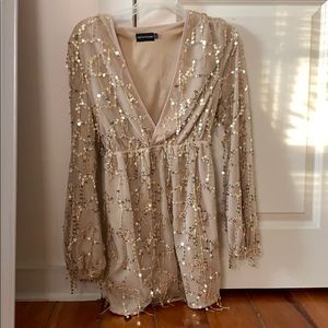 sequin fringe mini dress